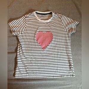 French Connection Striped T-Shirt with Pink Heart